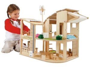 Ökologisches Puppenhaus Holz Plan Toys, nachhaltiges Spielzeug Wien